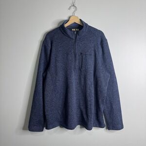 Woolrich Sweater Mens XXL Blue Quarter Zip Fleece Pullover Outdoor Warm